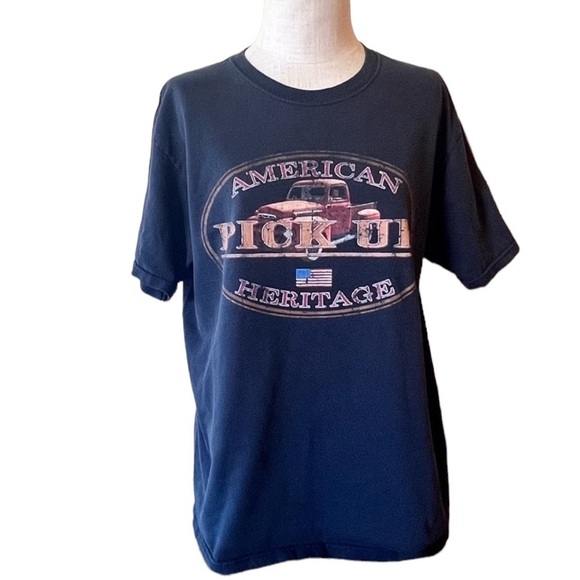 Men’s XL Black Distressed American Classic Truck Tshirt Graphic Tee Streetwear - Picture 1 of 5